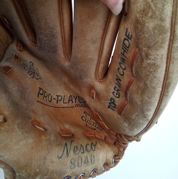 Vintage Nesco 8040 Top Grain Cowhide Leather All Star Baseball Glove - Picture 4 of 14